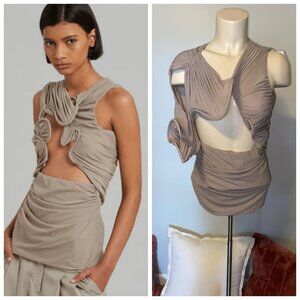 Christopher Esber Taupe Draped Jersey Top